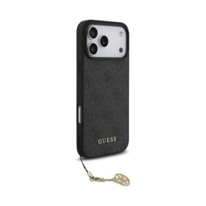 Coque iPhone 17 Pro Max Guess 4G Charms Collection MagSafe noire — visuel 3