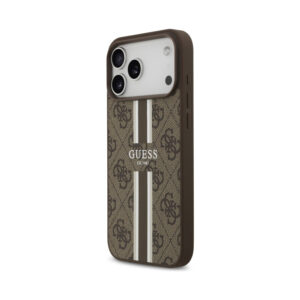 Coque iPhone 17 Pro Max Guess 4G Printed Stripes MagSafe brune — visuel 2