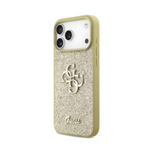 Coque iPhone 17 Pro Max Guess Fixed Glitter Big 4G dorée — visuel 2