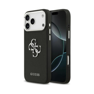 Coque iPhone 17 Pro Max Guess Grained Big 4G Classic Logo noire