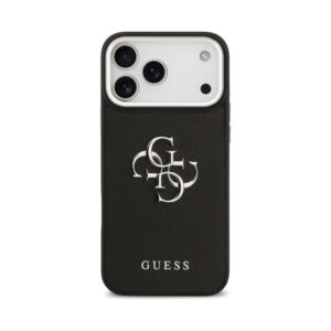 Coque iPhone 17 Pro Max Guess Grained Big 4G Classic Logo noire — visuel 3