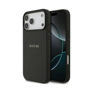 Coque iPhone 17 Pro Max Guess Grained Ring MagSafe noire