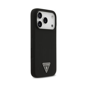 Coque iPhone 17 Pro Max Guess Silicone Triangle Logo MagSafe noire — visuel 4