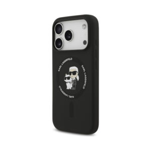 Coque iPhone 17 Pro Max Karl Lagerfeld Silicone Karl & Choupette Ring MagSafe noire — visuel 2