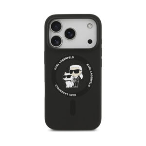 Coque iPhone 17 Pro Max Karl Lagerfeld Silicone Karl & Choupette Ring MagSafe noire — visuel 3