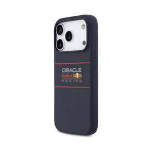 Coque iPhone 17 Pro Red Bull Silicone Horizontal Centered Logo MagSafe bleu marine — visuel 2