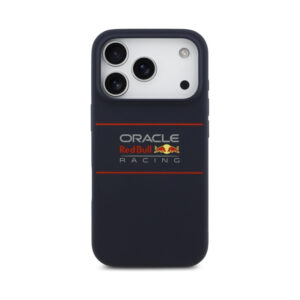 Coque iPhone 17 Pro Red Bull Silicone Horizontal Centered Logo MagSafe bleu marine — visuel 3