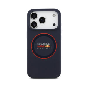 Coque iPhone 17 Pro Red Bull Silicone Red Ring MagSafe bleu marine — visuel 3