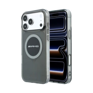 Coque iPhone 18 Pro Max AMG IML Transparent Bicolor Block MagSafe noire et grise