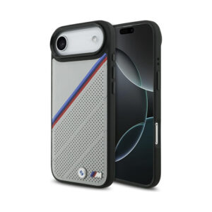 Coque iPhone Air BMW M Tricolor Metal Logo MagSafe grise