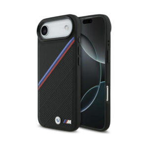 Coque iPhone Air BMW M Tricolor Metal Logo MagSafe noire