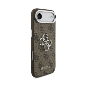 Coque iPhone Air Guess 4G Big 4G Classic Logo brune et argentée — visuel 4