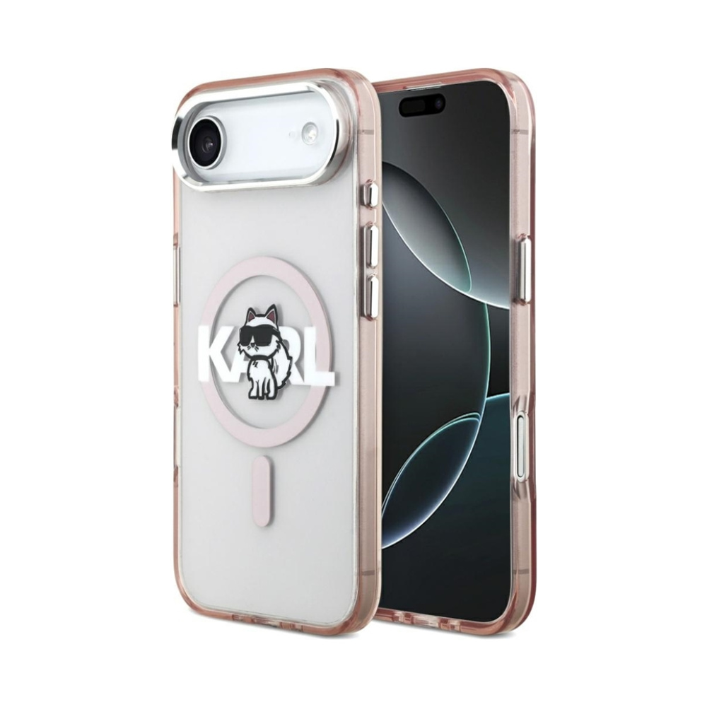 Coque iPhone Air Karl Lagerfeld IML Choupette Sketch Logo MagSafe rose