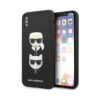 Coque iPhone Xs Karl Lagerfeld Saffiano Karl & Choupette Heads noire