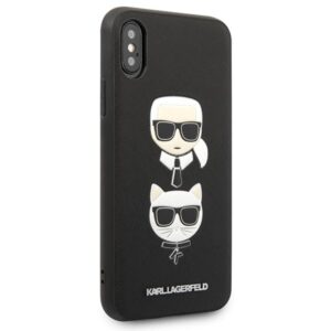 Coque iPhone Xs Karl Lagerfeld Saffiano Karl & Choupette Heads noire — visuel 5