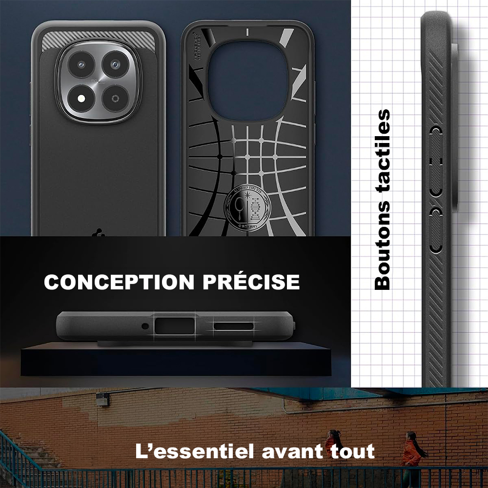 Coque Rugged Armor Spigen pour Xiaomi Redmi Note 15 Pro 5G noir mat — visuel 4