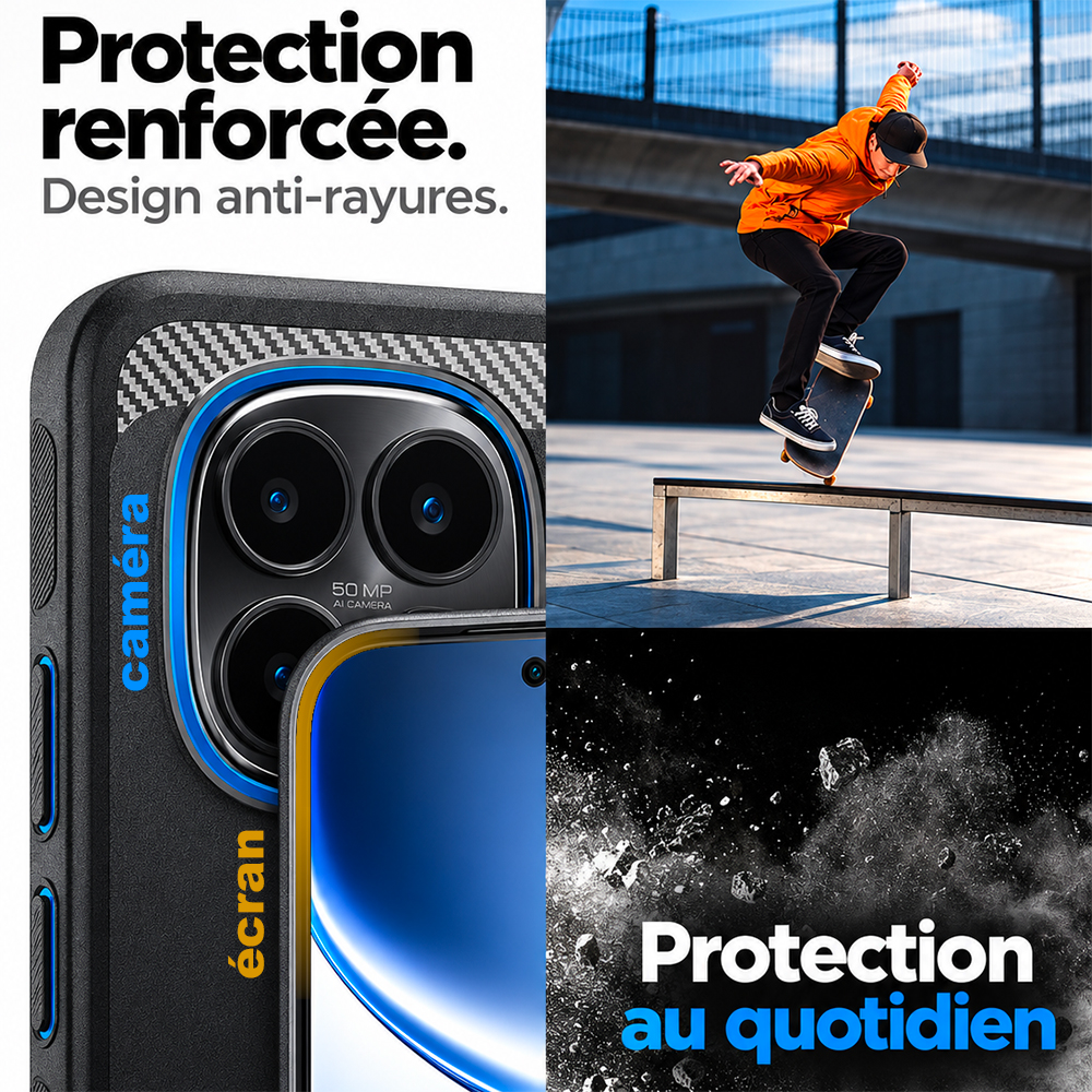 Coque Rugged Armor Spigen pour Xiaomi Redmi Note 15 Pro 5G noir mat — visuel 3