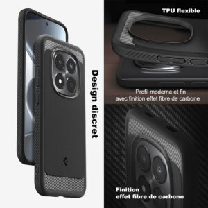 Coque Rugged Armor Spigen pour Xiaomi Redmi Note 15 Pro 5G noir mat — visuel 6