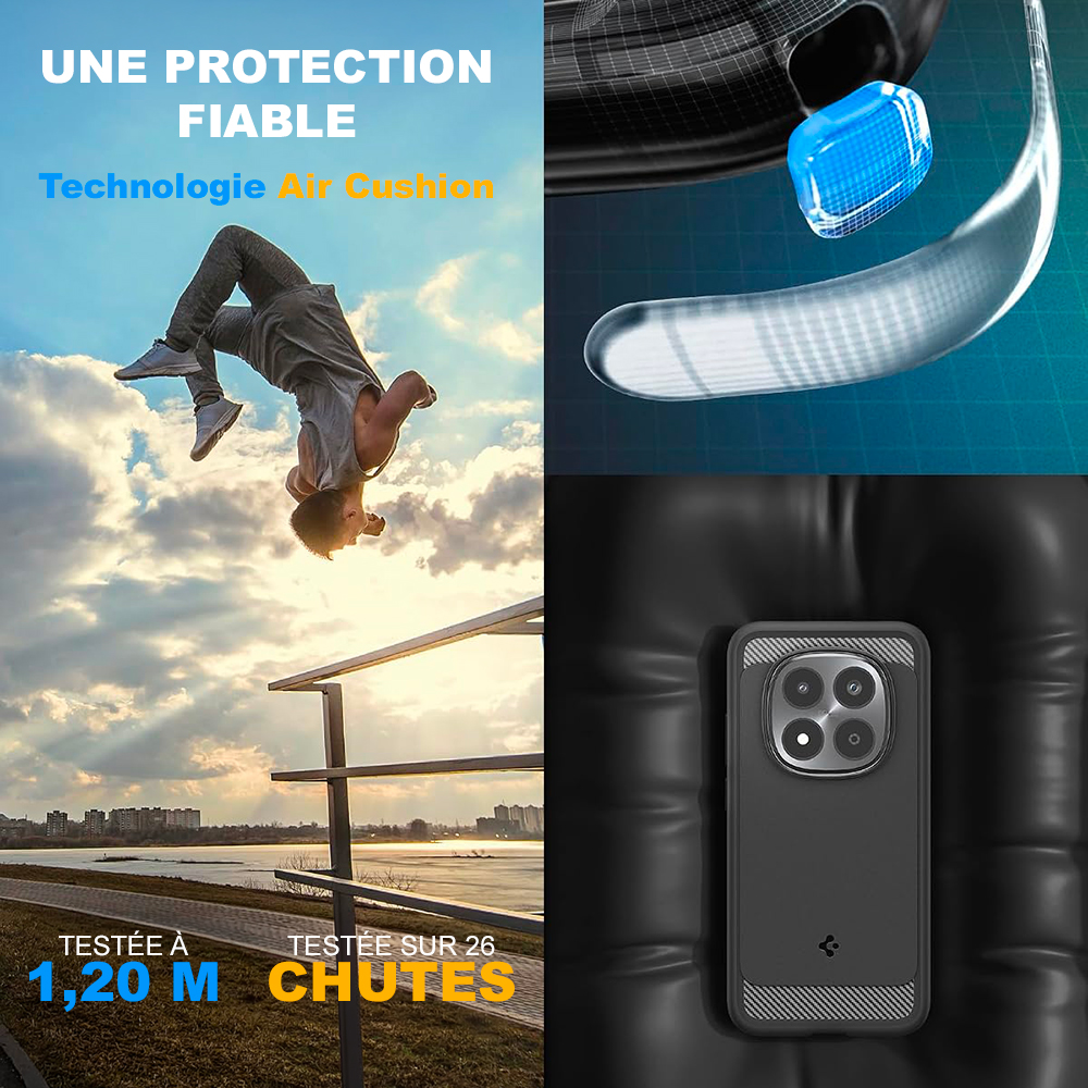 Coque Rugged Armor Spigen pour Xiaomi Redmi Note 15 Pro 5G noir mat — visuel 8
