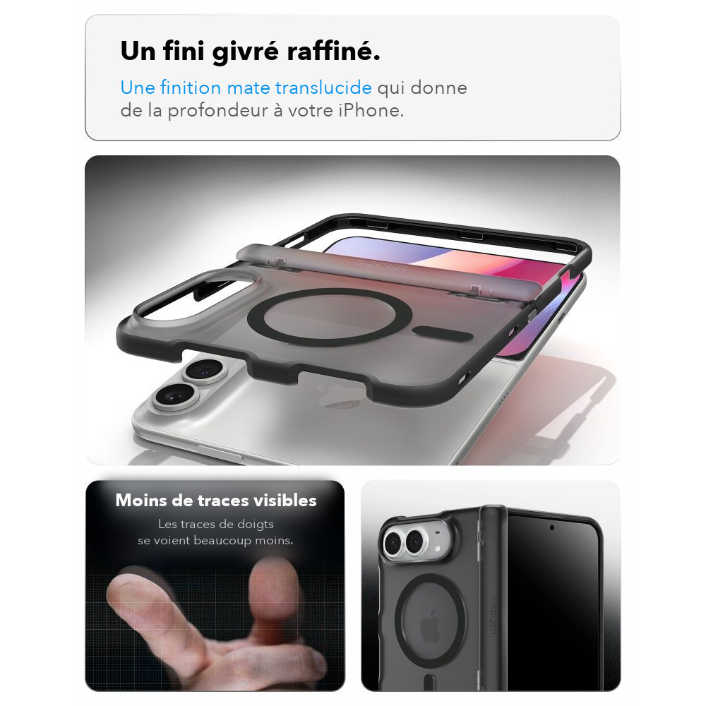 Coque iPhone Duo Spigen Ultra Hybrid Pro MagFit Noir givré — visuel 10