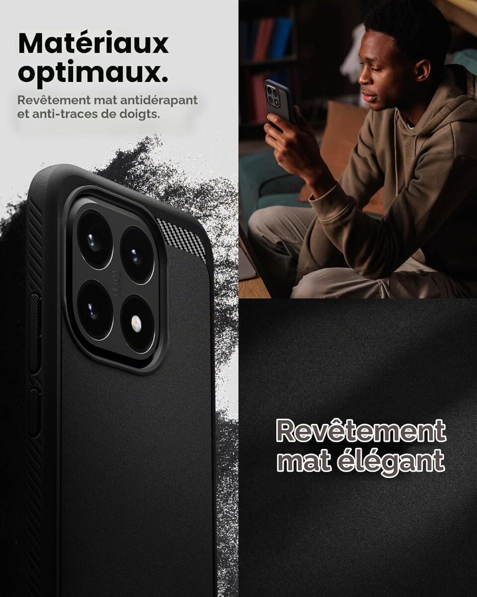 Coque Rugged Armor Spigen pour Xiaomi 15T noir mat — visuel 4