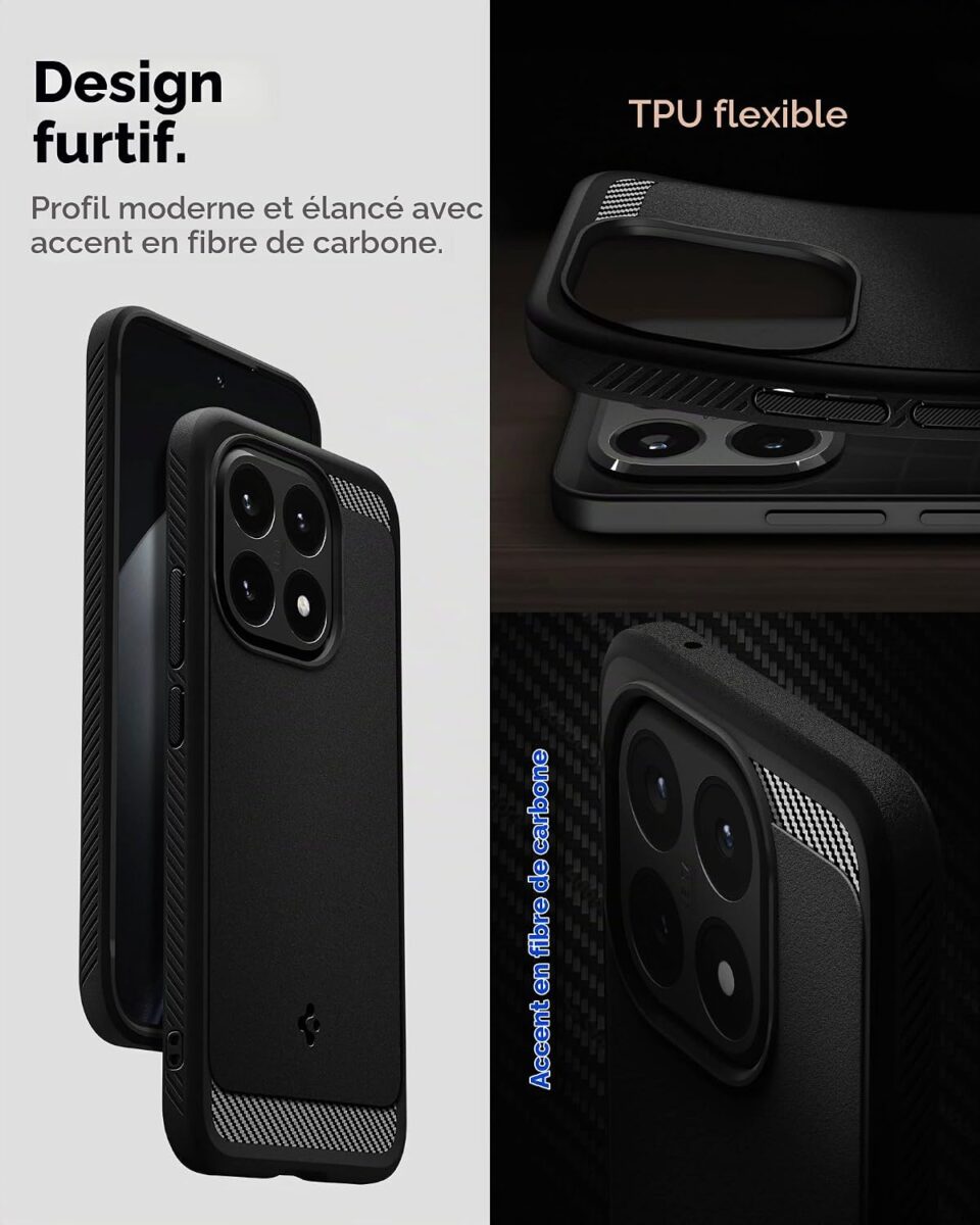 Coque Rugged Armor Spigen pour Xiaomi 15T noir mat — visuel 6