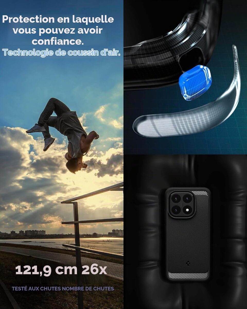 Coque Rugged Armor Spigen pour Xiaomi 15T noir mat — visuel 7