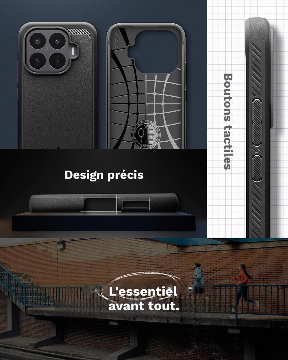 Coque Rugged Armor Spigen pour Xiaomi 17T noir mat — visuel 3