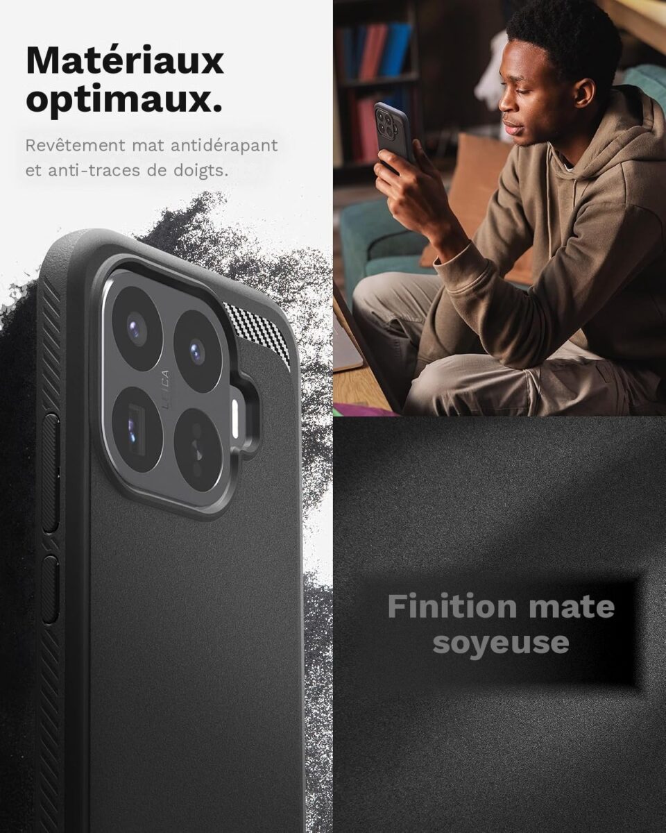 Coque Rugged Armor Spigen pour Xiaomi 17T noir mat — visuel 4