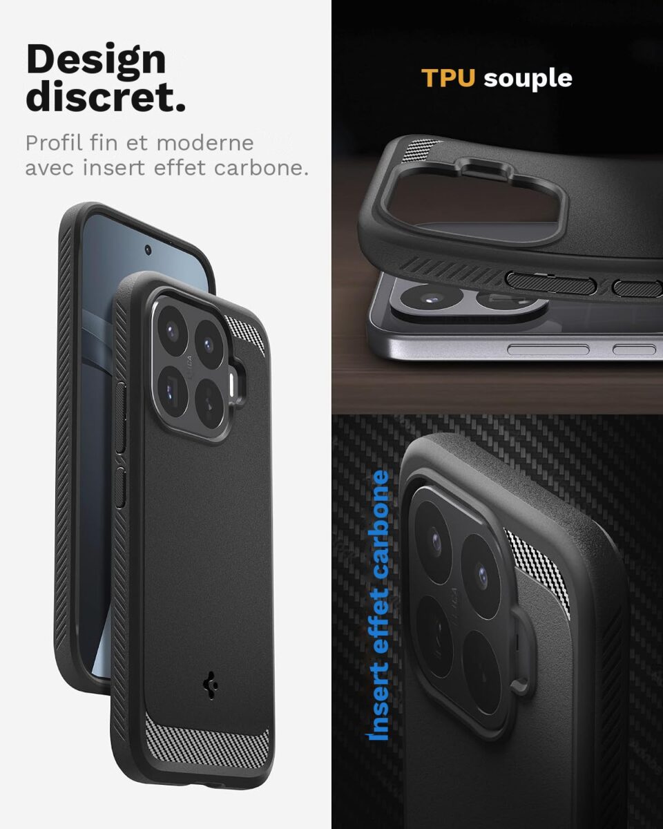 Coque Rugged Armor Spigen pour Xiaomi 17T noir mat — visuel 6