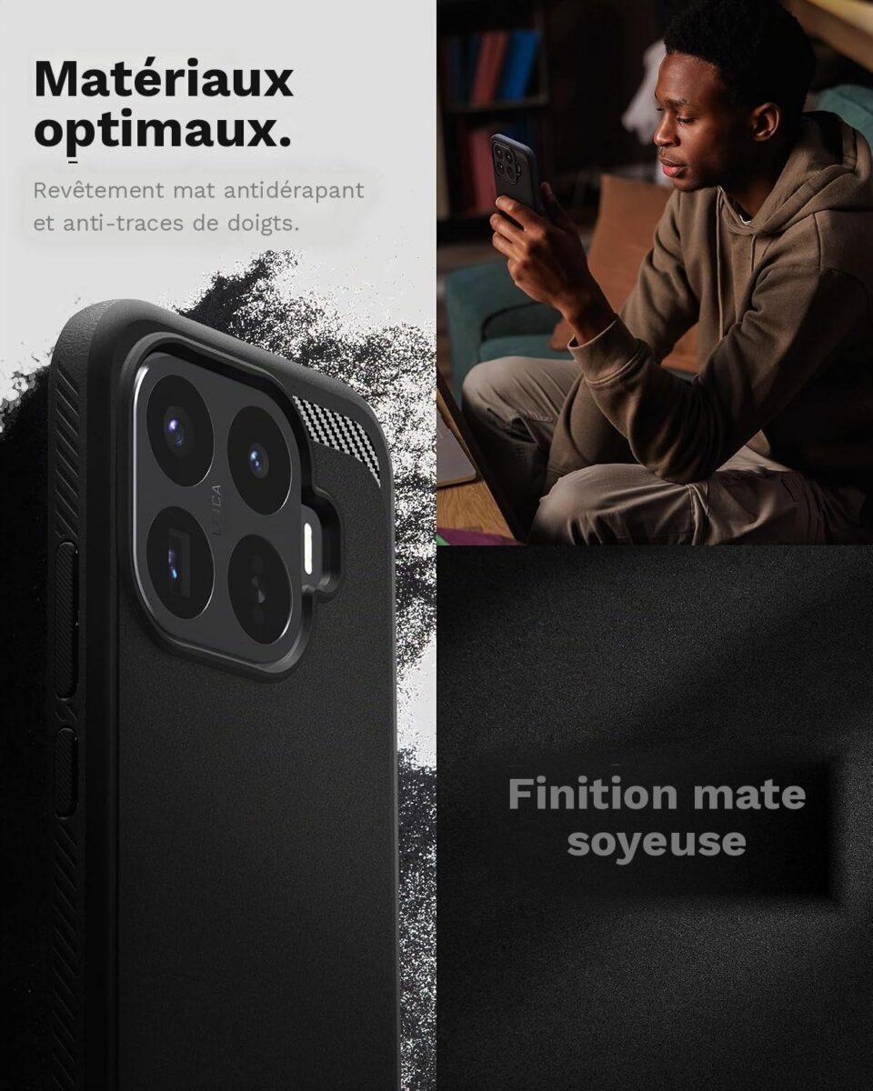 Coque Rugged Armor Spigen pour Xiaomi 17T Pro noir mat — visuel 5