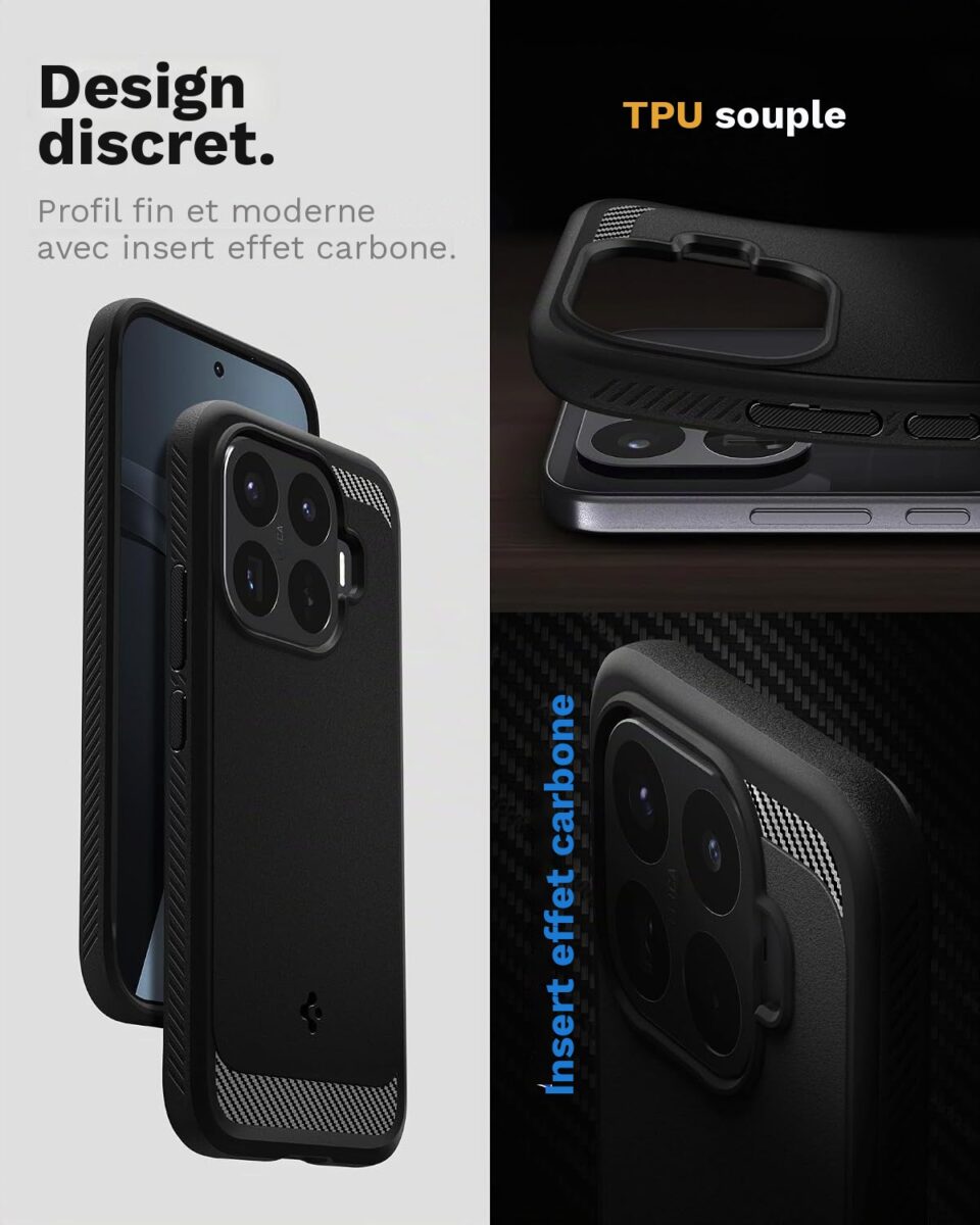 Coque Rugged Armor Spigen pour Xiaomi 17T Pro noir mat — visuel 7