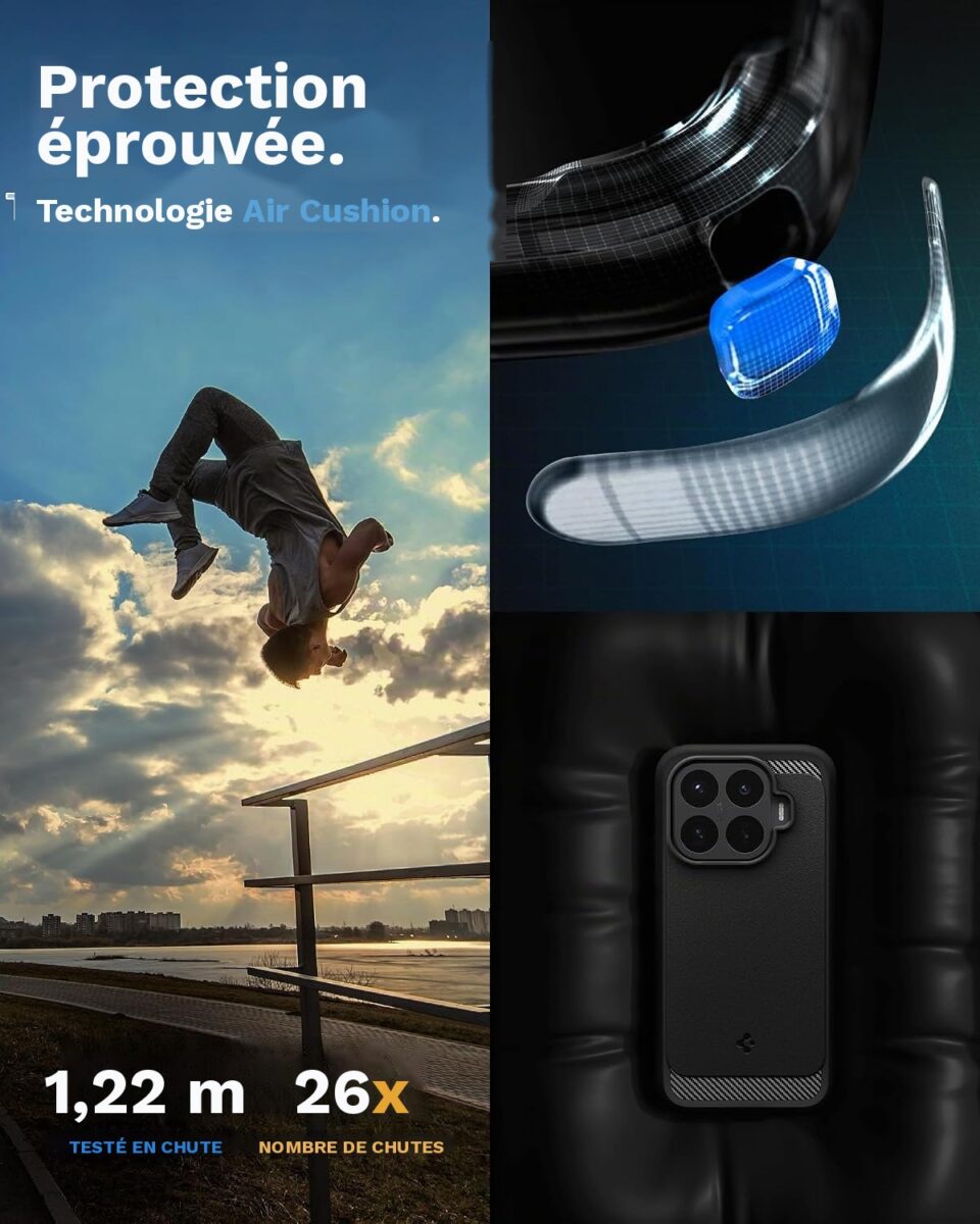 Coque Rugged Armor Spigen pour Xiaomi 17T Pro noir mat — visuel 8